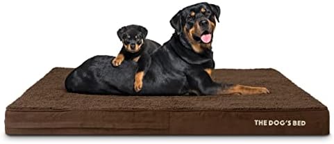 The Dogs Bed Orthopaedic Dog Bed Large Grey Plush 101x64x15cm, Waterproof Memory Foam Dog Bed