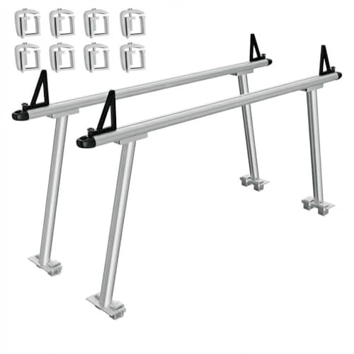 71" Aluminum Truck Ladder Rack, 800 Lbs Capacity Truck Rack, Heavy Duty Universal Pickup Truck Bed Rack with 8 No-Drill c-Clamps for Kayak, Surfboard, Lumber, Ladder & More
