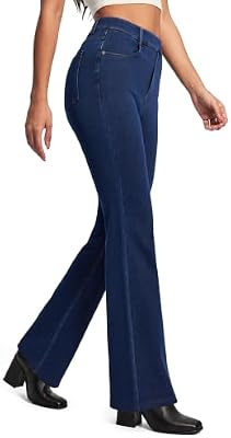 IUGA Stretchy Bootcut Jeans for Women High Waisted, Standard, Dark Blue, M