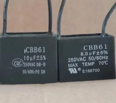 1pc Security Explosion Proof Capacitor CBB61 250V 8UF Wires Type
