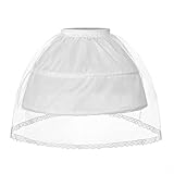 Flower Girls Petticoat with 2 Hoops Full Slip Elastic Child's Crinoline Underskirt White