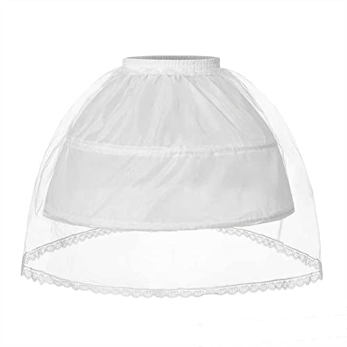 Kumeng Big Kids Teenager Girls Petticoat Slips with 2 Hoops Elastic Crinoline Underskirt Flower Girls Petticoat