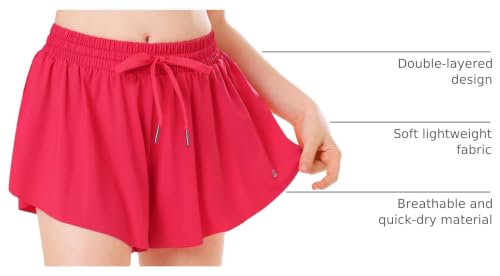 Image of Stelle Girls Flowy Shorts with Pockets Athletic Running Skirt High Waist Butterfly 2 in 1 Sports Short 5-16 Years