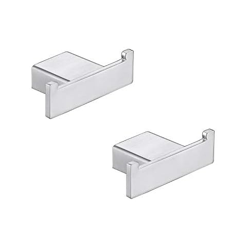 TASTOS Square Towel Hook Brushed Nickel 2Pack, Premium SUS304 Stainless Steel Bathroom Hooks Robe Coat Towel Holder Brushed Nickel Finilish Cover