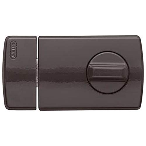 ABUS Tür-Zusatzschloss 2110 - Tür-Zusatzsicherung mit Drehknauf innen und Schließzylinder außen - für nach links und rechts öffnende Eingangstüren - braun