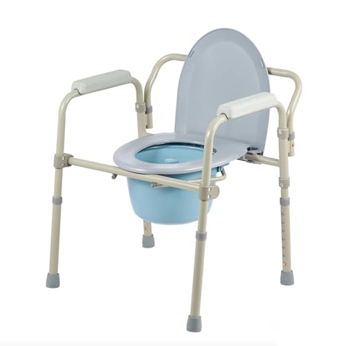 CO-Z Comoda WC per Anziani Pieghevole 4 in 1 Sedia WC Leggero e Regolabile in Altezza Sgabello Doccia Bagno Rialzo WC per Disabilità Anziani e Altri Capacità Fino a 136 kg