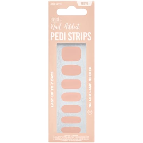 Ardell Nail Addict Pedicure Strips - Café Latte, Easy to Apply Toe Nail Polish Strips, Long-Lasting Wear Toenail Stickers, No UV Light Needed with File and Wood Stick, 1 Pack image 2