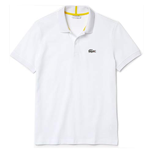 Lacoste Men s Short Sleeve National Geographic Croc Pique Polo Shirt, White Zebra, X-Large