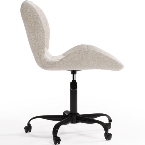 Image of Amazon Brand - Umi Home Swivel Height-Adjustable Boucle Fabric Office Computer Study Desk Chair for Salon, Spa in Off White Color