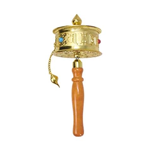 Hand Held Tibet Prayer Wheel – Tibetan Prayer Wheel Handheld Spinning Wheel with Dharma Wheel Om Mani Padme Hum for Gifts Nepal Decor by Mudra Crafts Cover