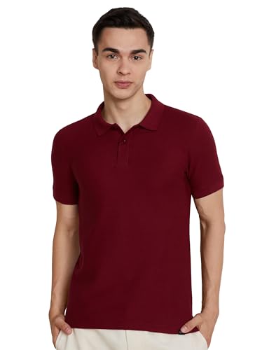 Image of Amazon Brand - Symbol Men's Cotton Rich Textured Polo Tshirts | Collar Plain Tshirts | Half Sleeves - Regular Fit (Available in Plus Sizes)