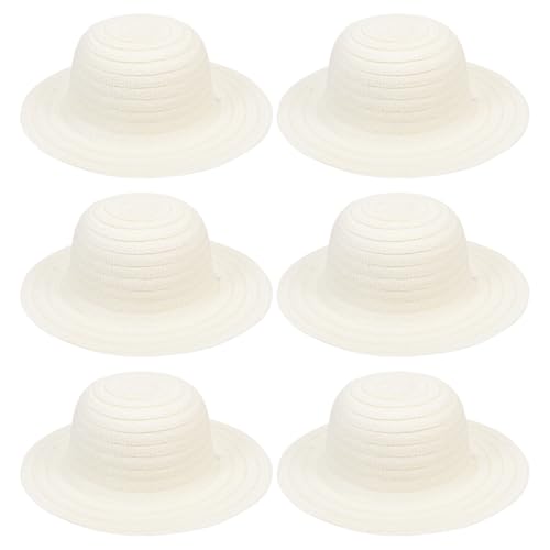 JOINPAYA Chapeau de Paille Enfant DIY à Peindre, Lot de 6 Chapeau Blanc Vierge avec 10 Pinceaux en Silicone, Activité Créative et Dessin pour Fille et Garçon de 2 à 8 Ans