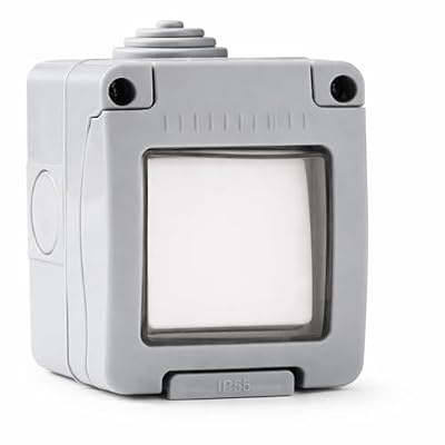 WEBMATEL Interruptor - Conmutador Estanco de Superficie IP55 10A 250V con Tapa de Portección Infantil