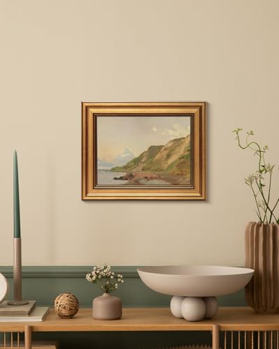 Image of HUARCEY Gold Framed Vintage Wall Art for Living Room Canvas Coastal Wall Pictures Classic Landscape Painting Shelf Decor Natural Aesthetic Room Decoration Elegant Artwork Print for Bathroom, Bedroom