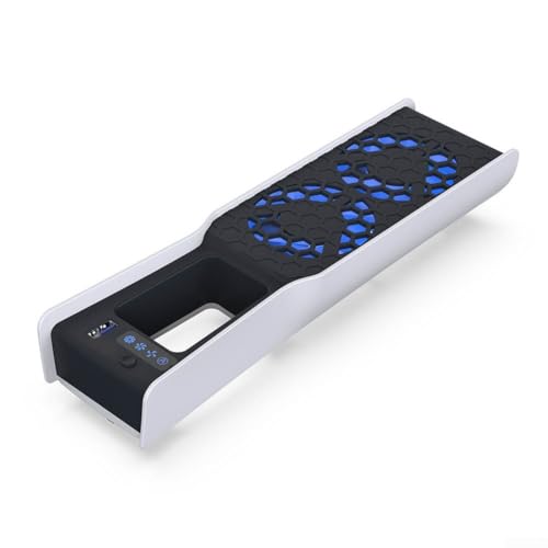 Ventilador de refrigeración para PS5 Pro, gestión inteligente de calor elegante para consola delgada PS5 trasera luz azul control de temperatura eficiente funcionamiento silencioso