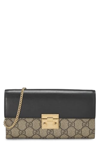 Gucci, Pre-loved Black Original GG Supreme Canvas Padlock Wallet On Chain (WOC)