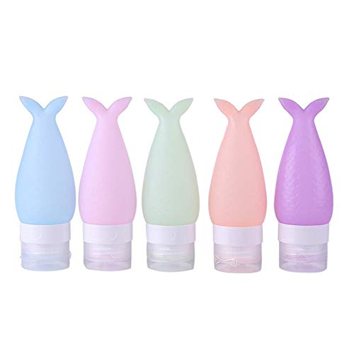 ORIONE 5PCS 1.6oz/48ml Travel Silicone Refillable Bottles Skin Care Lotion Shampoo Gel Squeeze Bottle Tube Containers Squeeze Kits Silicone Travel Bottle