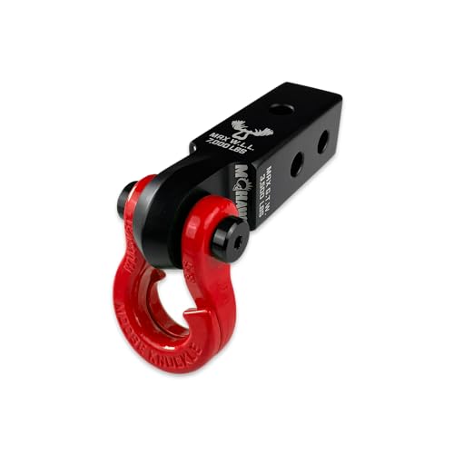 Moose Knuckle Offroad Jowl Split Shackle 5/8 and Mohawk 2.0 x 5/8 Receiver Combo 7,000 lbs WLL Heavy Duty Off Road Accessories Vehicle Recovery Gear Shackle Hitch Receiver - Black Lung/Flame Red