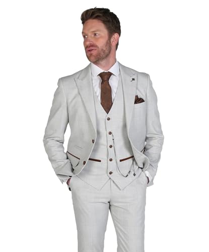 Men’s Tweed Herringbone Sold Separately Gray Suit - Wedding Business Tailored Fit Set