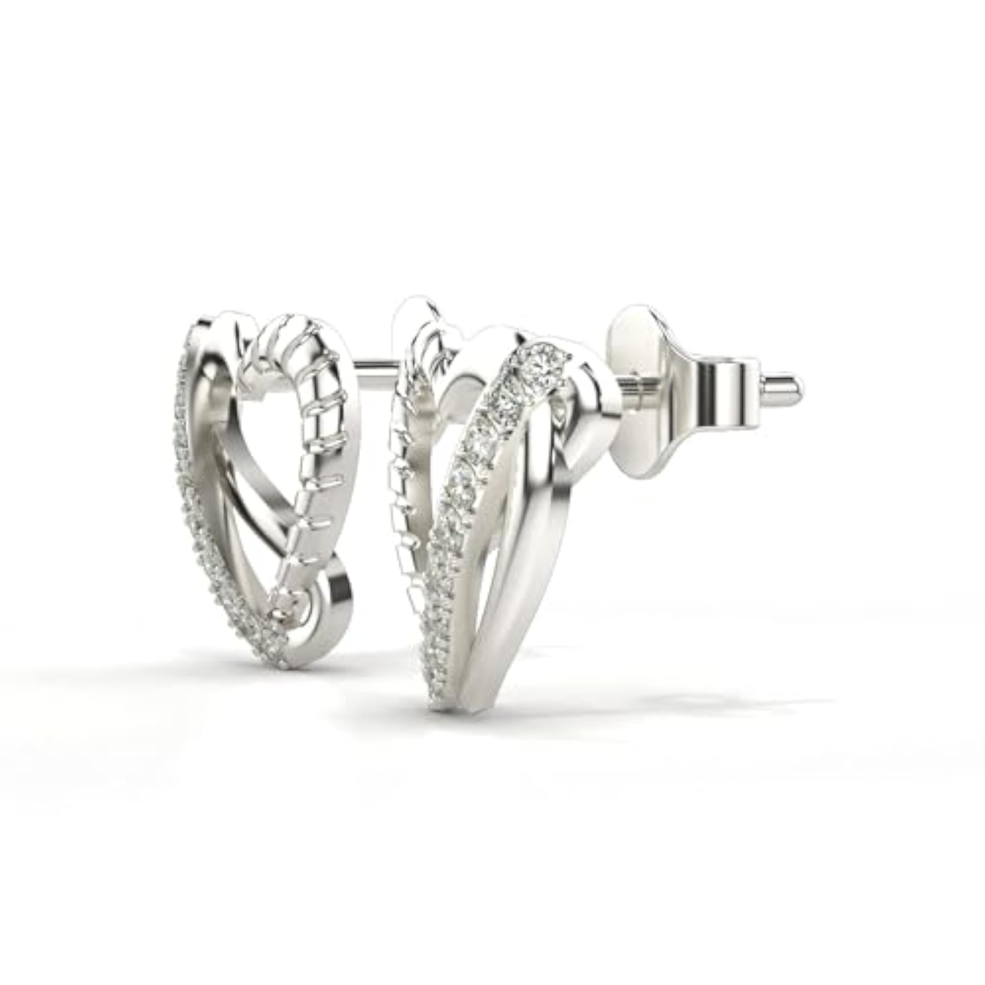 Women's Sterling Silver & Lab Grown Diamond 0.17cts Elegant Earrings