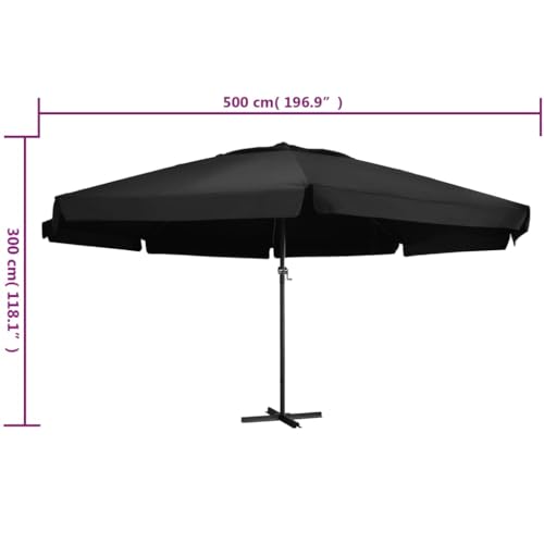 Sombrilla de 500 cm con manivela blanca de aluminio para evitar calor en terrazas 6
