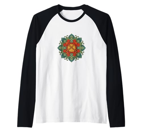 Ilustración de Mandala Tejedores Diseño de mandalas Camiseta Manga Raglan