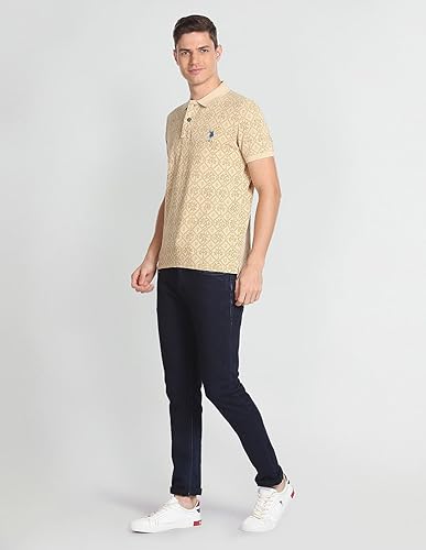 Image of U.S. Polo ASSN. Printed Slim Fit Polo T Shirts for Men - 100% Cotton, Half Sleeves Mens Tshirt