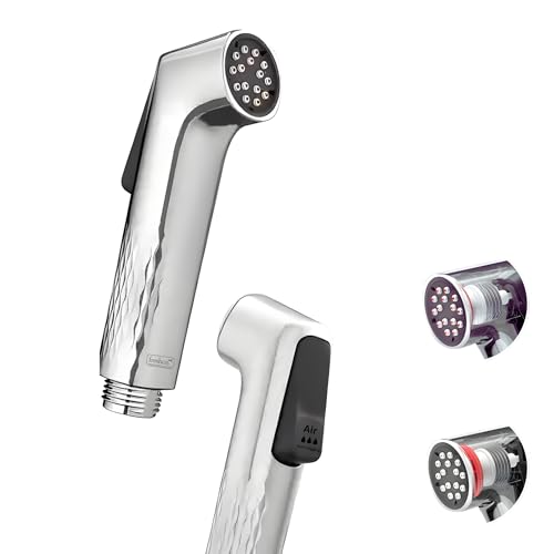 Image of Freshco Pearl No Block Health Faucet for Toilet (Gun Only) - Self-Cleaning Nozzle - Air-Injected High Pressure Jet Spray - Non-Slip Grip - Chrome Finish ABS Body (No Hose)