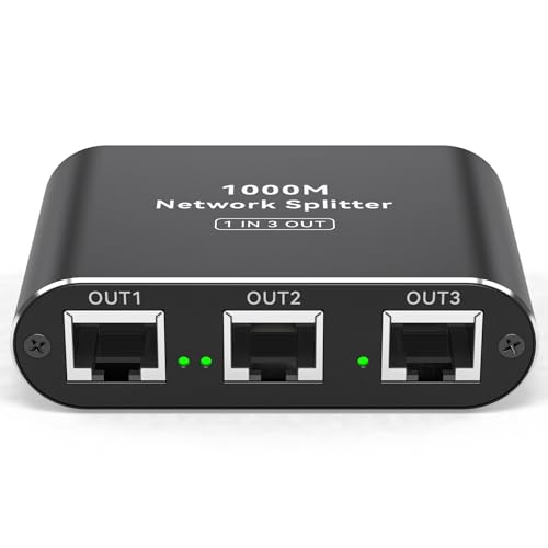 VPFET Lan Switch 1 auf 3 1000Mbps Lan Splitter 3 port Netzwerk Verteiler Gigabit Switch mit Type C Power Cable RJ45 Ethernet Splitter für Cat5e 6 7