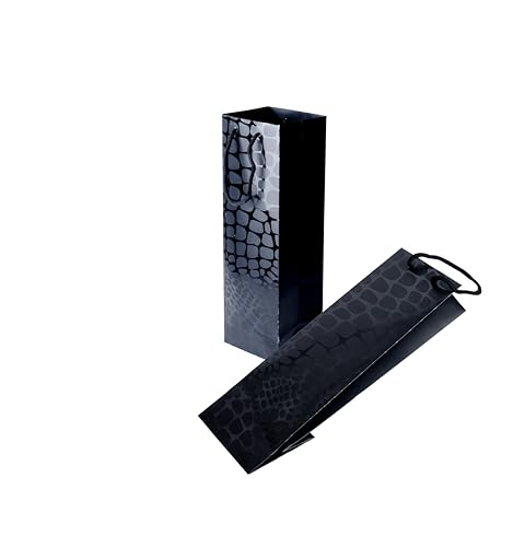 Cuisine Art Wine Bag, 1 pc Wine Gift Paper Bag Single Bottle Wine Gift Bag Red Wine Tote Bag, 5Pcs 4.7 x 3.9 x 14.2’’ Wine Gift Bag Kraft Paper Wine Bag with Handles Black