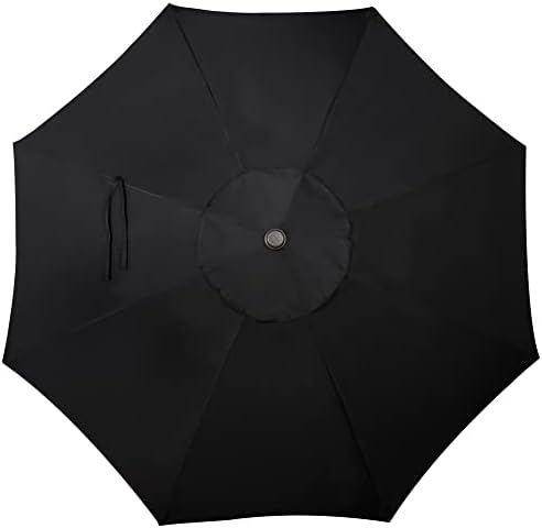 Blissun 9' Outdoor Patio Umbrella, Outdoor Table Umbrella, Yard Umbrella, Market Umbrella with 8 Sturdy Ribs, Push Button Tilt and Crank (Black) — view 3