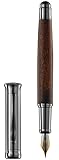 Martinello Executive Classic Style Fountain pen - Gun Grey Polished metal with Artisanal Wood - Includes Converter Piston and 6 Ink Cartridges (Walnut)