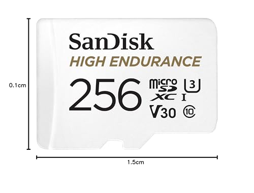 SanDisk 256GB High Endurance Video microSDXC Card with Adapter for Dash Cam and Home Monitoring Surveillance Systems - C10, U3, V30, 4K UHD, Micro SD Card - SDSQQNR-256G-GN6IA