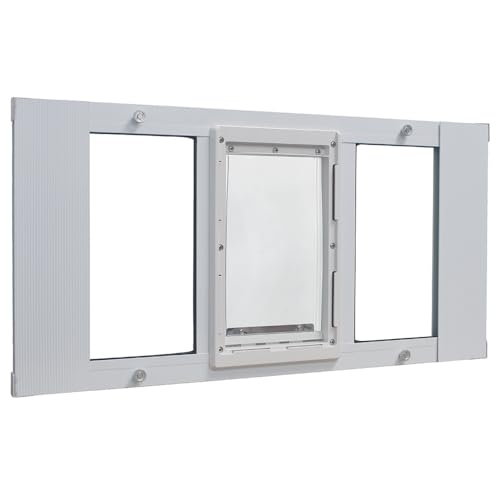 Ideal Pet Products Aluminum Sash Window Pet Door, Adjustable to Fit Window Widths from 33 to 38, Medium 7” x 11-1/4” Flap Size