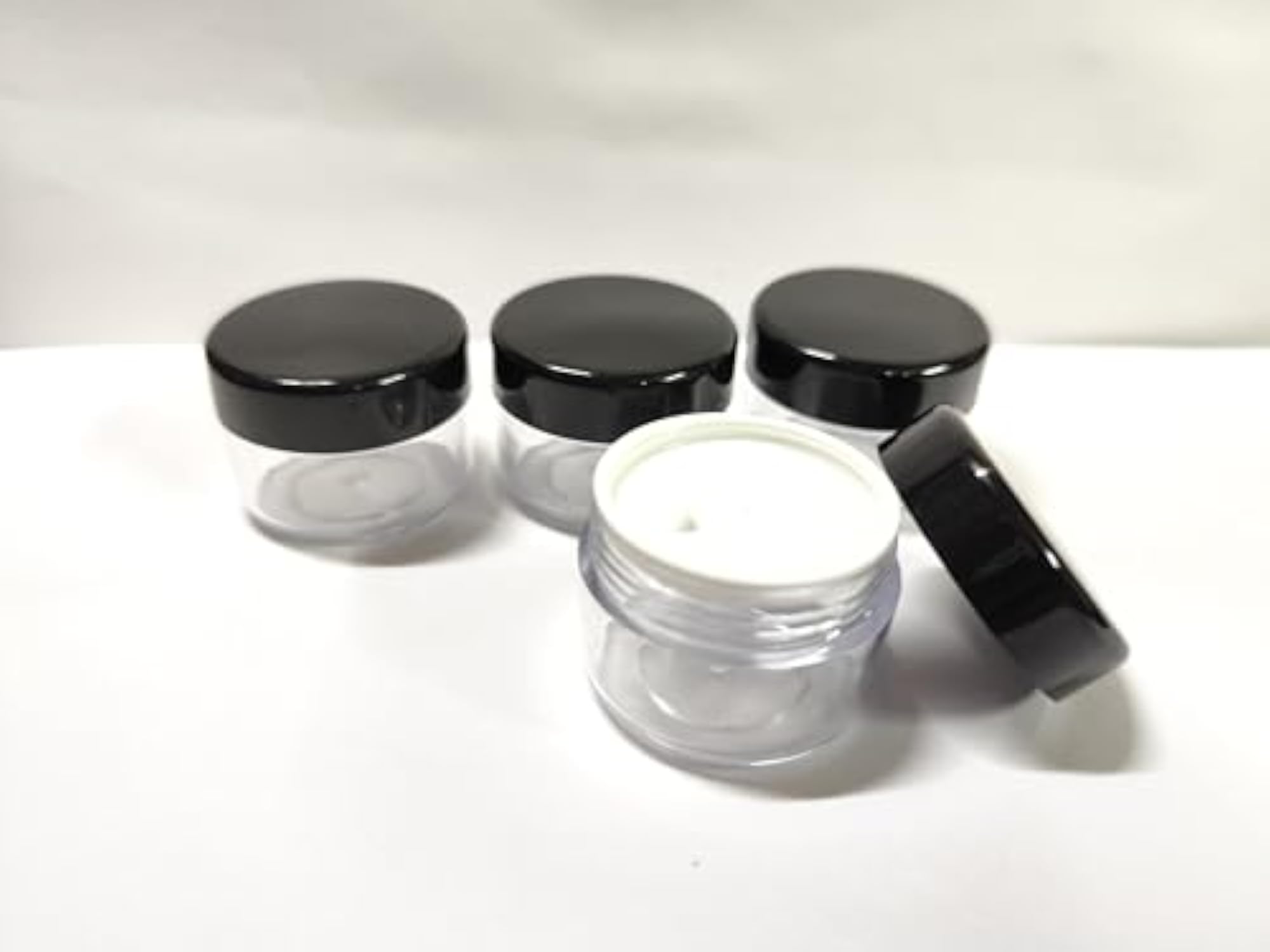SHREE MAHA Empty Acrylic San Jar Transparent Cosmetic Container with Black Cap