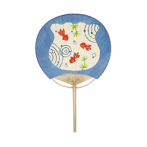 [ＴＡＫＥＯ　ＰＡＰＥＲ　ＰＲＯＤＵＣＴＳ] 竹尾 型染うちわ 短柄 日本製 房州うちわ 型染 伝統工芸 237×374mm 1本 (金魚鉢)の商品画像（Amazon）