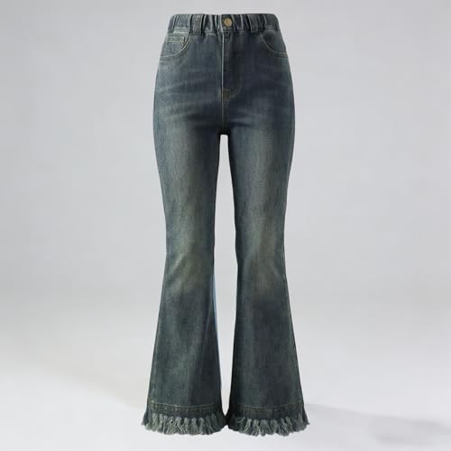 Jean évasé pour filles avec franges et coupe slim tendance
