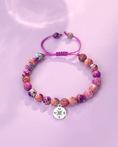 Natural Colorful Stone Ajustable Compass Bracelet - 8th 5th Grade Kindergarten High School Graduation Gifts for Girls Friend Daughter Granddaughter Niece4