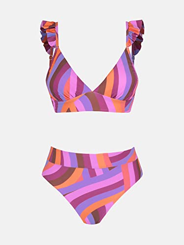 CUPSHE Women's Ruffle V-Neck High Waisted Bikini Set #TOP28