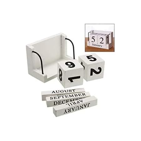 Amazon Iwobi 万年カレンダー 木製 カレンダー ウッドカレンダー 卓上カレンダー 日替わり 日めくりカレンダー インテリア 喫茶店 レストラン カレンダー 文房具 オフィス用品