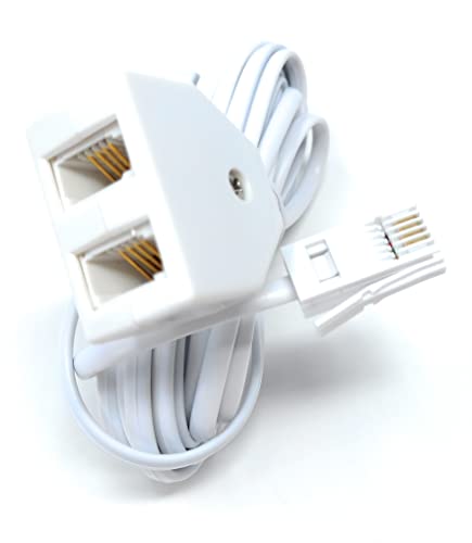 5M Twin Extension Lead - One BT Jack to Two BT Sockets, Double Telephone Splitter Cable 16.5ft - Image 4