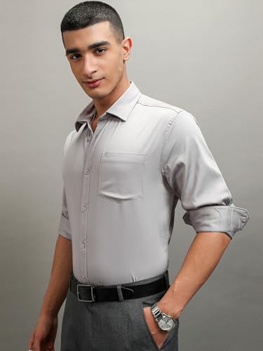 Image of Highlander Men's Slim Fit Formal Shirt | Solid Formal Shirt for Men | Comfortable Fabric | Stylish Design for Everyday Use & Office Wear