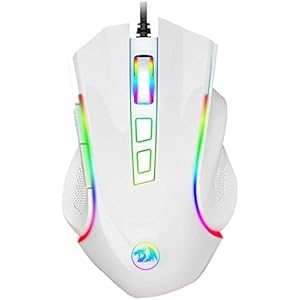 Redragon M602 Griffin RGB Gaming Mouse, RGB Spectrum Backlit Ergonomic Mouse with 7 Programmable Backlight Modes up to 7200 DPI for Windows PC Gamers (White, Wired)