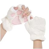 Xcgbxzd Cat Paws Gloves Soft Faux Fur Paw Fingerless Gloves Halloween Cosplay Winter Costume Accessories