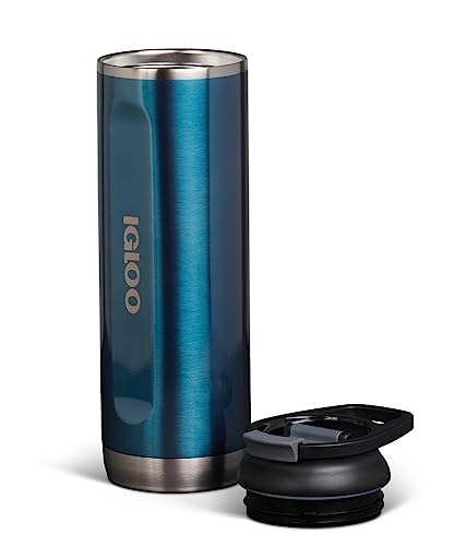 Igloo, 20 OZ Stainless Steel, Tumbler, Flip ‘n’ Sip, Modern Blue, 20oz - Image 4