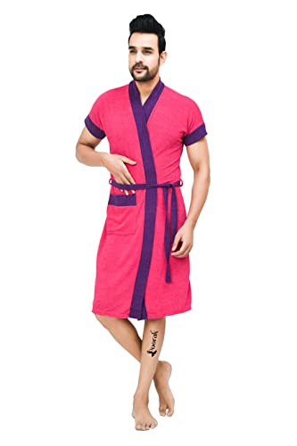 Image of Terry Men Bath robe Fit Upto 42 inches chest - Rani Purple