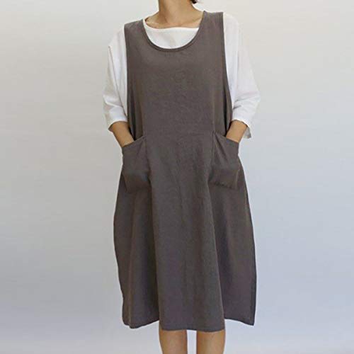 Kochschürze im japanischen koreanischen Stil, Baumwolle, mit beiden Seiten, Taillenbänder für Küche, Kellnerin, Malerei, Gartenarbeit, grau, XX-Large Cover