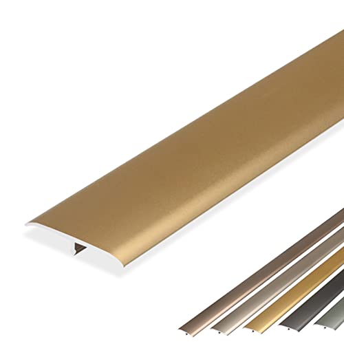 Floor Transition Strip Door Kitchen Bedroom, Waterproof Gap Covering Joining Strip Abrasion-Resistant T-Style Trim Transition Strip for Floor to Tile Smooth Floor Flat Divider (Color : Gold, Size :