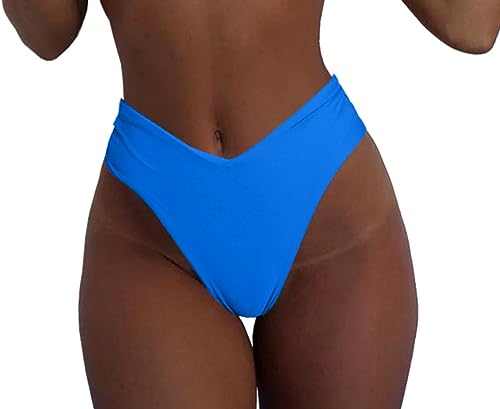 Image of geluboao Women's Bikini Bottom Sexy V Cut High Cut Swimsuit High Waisted Bathing Suit Bottoms