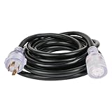 MaxWorks 80841 25-Foot Generator Extension Cord - 30 Amp, 125/250V, 10 Gauge 4-Prong Twist Lock (NEMA L14-30P to L14-30R) - Heavy Duty SJTW Weather-Resistant Power Cord for Transfer Switch, ETL Listed